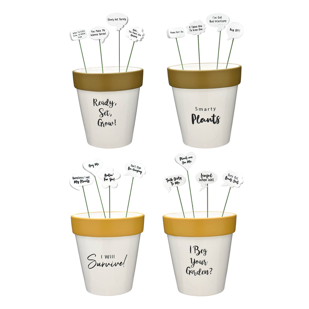 Quoted Planter Pot & Stake Set